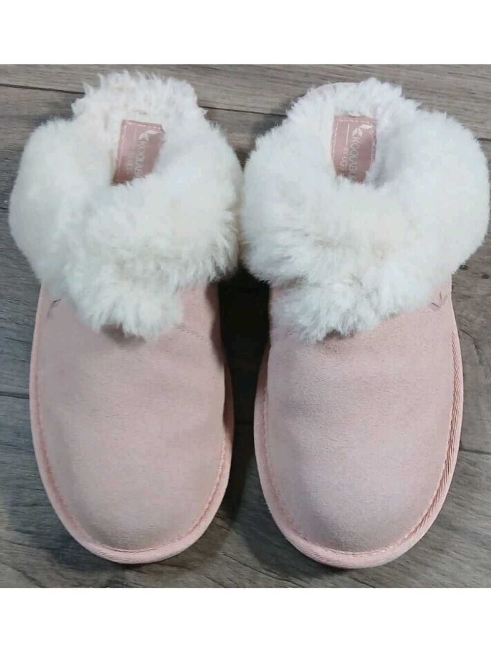 Koolaburra UGG Milo Slippers Sz 8 Pale Pink Suede & Faux Shearling Trim 1015823